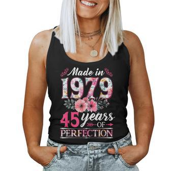 45 Year Old Made In 1979 Floral Flower 45Th Birthday Womens Women Tank Top | Mazezy