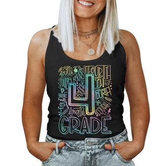 4Th Grade Typography Team Tie Dye Teacher Back To School Women Tank Top - Seseable