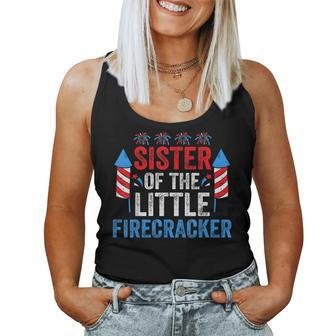 4Th Of July Birthday Sister Of The Little Firecracker Women Tank Top | Mazezy