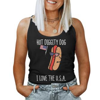 4Th July Hot Diggity Dog Usa Flag Hotdog Men Women Kid Women Tank Top | Mazezy
