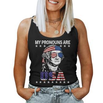 4Th Of July My Pronouns Are Usa Flag For Men & Women Usa Women Tank Top | Mazezy