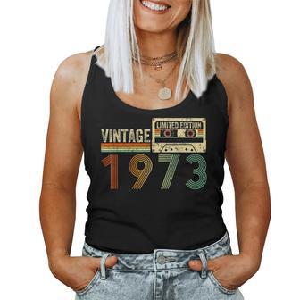 50 Year Old Vintage 1973 50Th Birthday Cassette Tape Women Tank Top - Thegiftio UK