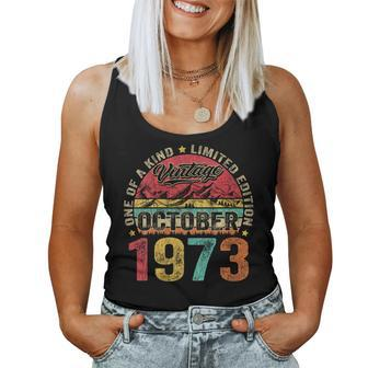 50 Years Old Made In 1973 Vintage October 1973 50Th Birthday Women Tank Top - Thegiftio UK