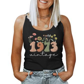 50 Years Old Vintage 1973 50Th Birthday Wildflower Women Women Tank Top Basic Casual Daily Weekend Graphic - Seseable