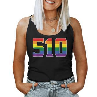 510 Area Code Oakland Ca Gay Pride Lgbt Rainbow Women Tank Top | Mazezy
