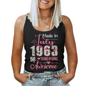 58Th Birthday Floral For Women Born In July 1963 Women Tank Top | Mazezy