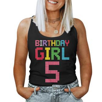 5Th Birthday Girl Master Builder 5 Years Old Block Building Women Tank Top Weekend Graphic - Seseable