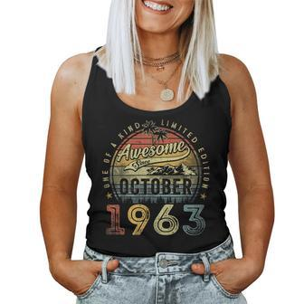60 Year Old Awesome Since October 1963 60Th Birthday Women Tank Top - Thegiftio UK