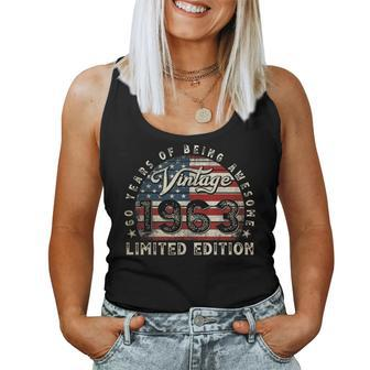 60 Year Old Gifts Vintage 1963 American Flag 60Th Birthday Women Tank Top Weekend Graphic - Monsterry CA