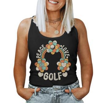 60S 70S Groovy Rainbow Outfit Hippie Lover Peace Love Golf Women Tank Top | Mazezy