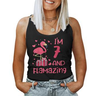 Im 7 And Flamazing - Amazing 7Th Birthday - Flamingo Women Tank Top | Mazezy