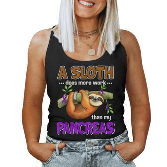 A Sloth Does More Work Than My Pancreas Diabete Women Tank Top Basic Casual Daily Weekend Graphic - Thegiftio UK