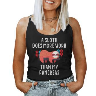 A Sloth Does More Work Than My Pancreas - Diabetes Awareness Women Tank Top Basic Casual Daily Weekend Graphic - Thegiftio UK