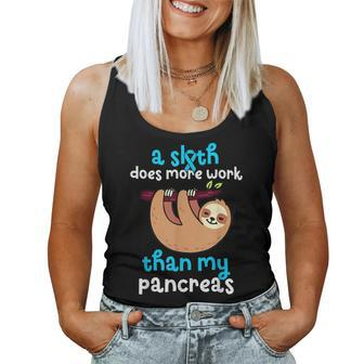A Sloth Does More Work Than My Pancreas Diabetes Awareness Women Tank Top Basic Casual Daily Weekend Graphic - Thegiftio UK