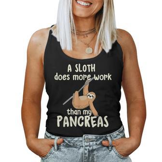 A Sloth Does More Work Than My Pancreas - Diabetes Diabetic Women Tank Top Basic Casual Daily Weekend Graphic - Thegiftio UK