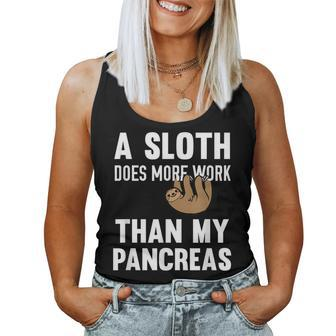 A Sloth Does More Work Than My Pancreas Diabetes Women Tank Top Basic Casual Daily Weekend Graphic - Thegiftio UK