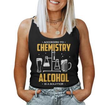 According To Chemistry Alcohol Is A Solution Science Teacher Women Tank Top | Mazezy