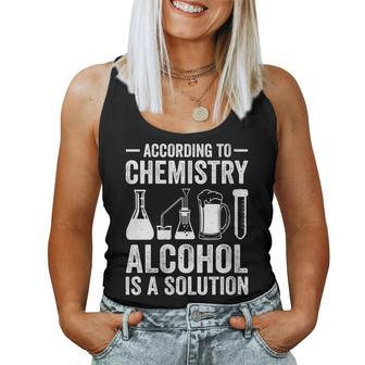 According To Chemistry Alcohol Is A Solution Teacher School Women Tank Top | Mazezy