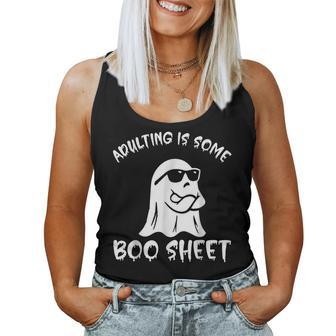 Adulting Is Some Boo Sheet Ghost Halloween Costume Women Tank Top | Mazezy