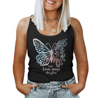 Affirmation Butterfly Girls With Brave Wings She Flies Women Tank Top | Mazezy DE