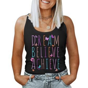Affirmation For Girls Butterfly Dream Believe Achieve Women Tank Top | Mazezy CA