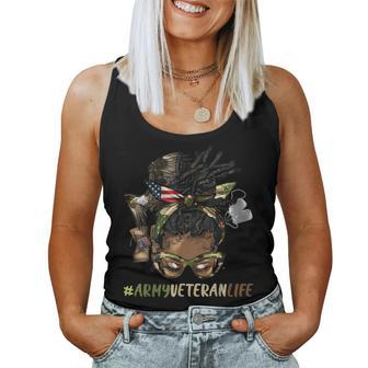 African Afro Messy Bun Loc Army Veteran Soldier Mother Wife Women Tank Top | Mazezy