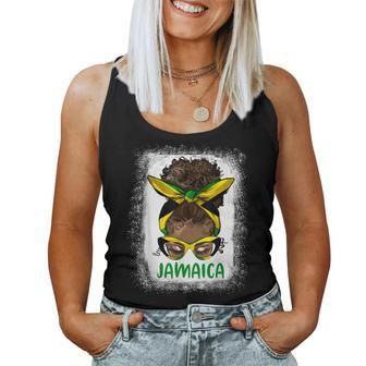 Afro Messy Bun Jamaica Flag Jamaican Girl Black Woman Jamaica Women Tank Top | Mazezy