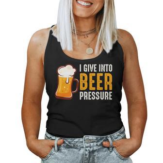 Alcohol I Give Into Beer Pressure Adult Women Tank Top | Mazezy