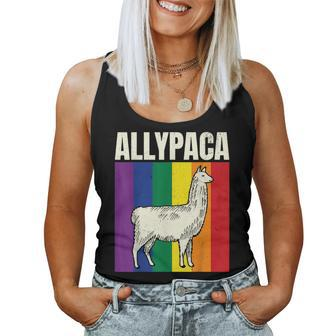 Allypaca Rainbow Alpaca Pun Gay Pride Ally Lgbt Joke Flag Women Tank Top | Mazezy