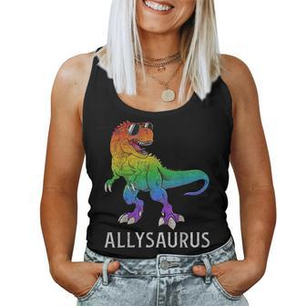 Allysaurus Dinosaur In Rainbow Flag Ally Lgbt Gay Pride Boy Women Tank Top | Mazezy