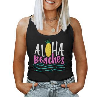 Aloha Beaches Hawaii Beach Summer Vacation Men Women Vacation Women Tank Top | Mazezy