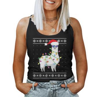 Alpaca Santa Lights Christmas Ugly Christmas Sweater Women Tank Top - Seseable