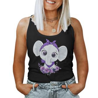 Alzheimers Awareness Elephant Purple Flower Warrior Support Women Tank Top | Mazezy
