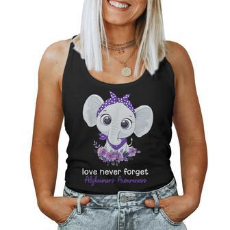 Alzheimer's Awareness Elephant Purple Flower Warrior Support Women Tank Top - Monsterry DE
