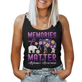 Alzheimers Awareness Memories Matter Purple Elephant Women Tank Top | Mazezy