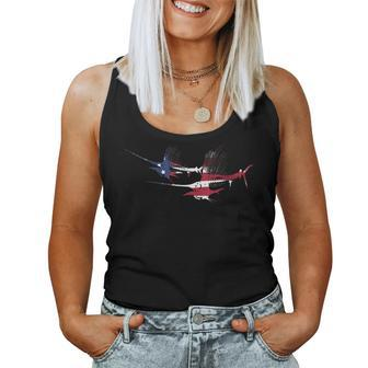 American Flag Marlin Skeletons Saltwater Game Fish For Fish Lovers Women Tank Top | Mazezy
