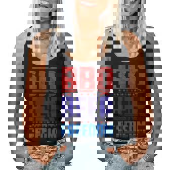 American Flag Usa Bbq Beer Freedom Grill Party Summer Beer Women Tank Top | Mazezy