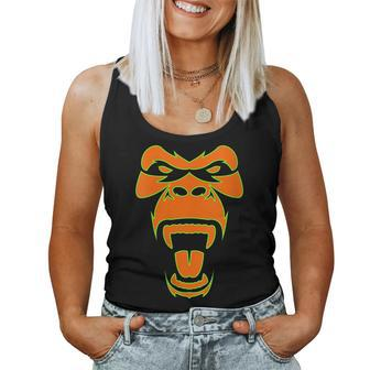 Angry Face Halloween Costume Gorilla Face Scary Monkey Women Tank Top | Mazezy