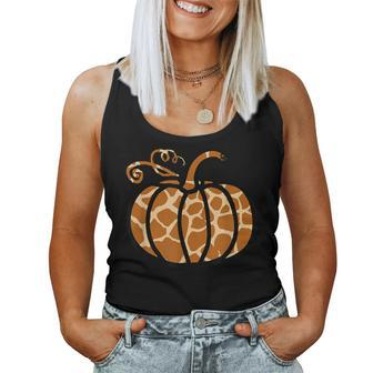 Animal Print Giraffe Print Pumpkin Fall Halloween Party Halloween Women Tank Top | Mazezy