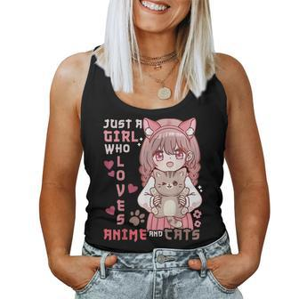 Anime Cat Girl Just A Girl Who Loves Anime And Cats Women Tank Top Weekend Graphic - Monsterry