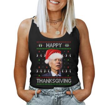 Anti Biden Happy Thanksgiving Day Ugly Christmas Sweater Women Tank Top | Mazezy