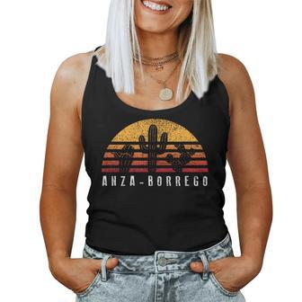 Anza-Borrego Retro Sunset Cactus Cool Vacation Women Tank Top | Mazezy