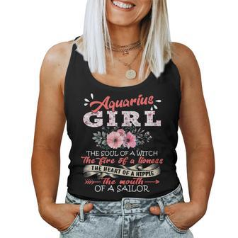 Aquarius Girl The Soul Of A Witch Floral Birthday Women Tank Top | Mazezy