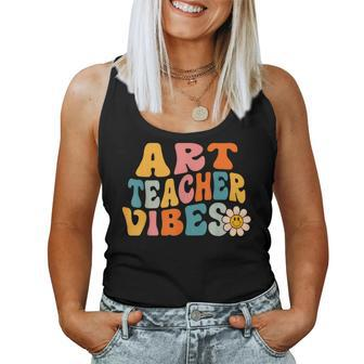 Art Teacher Vibes Retro 1St Day Of School Groovy Teacher Women Tank Top - Monsterry
