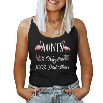 Aunt 100 Dedication 0 Obligation Flamingo Auntie Flamingo Women Tank Top | Mazezy