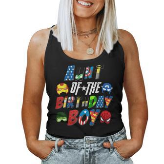 Aunt Of The Superhero Birthday Boy Super Hero Family Party Women Tank Top Weekend Graphic - Seseable