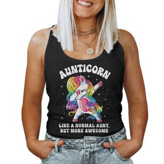 Aunticorn Like Normal Aunt But More Awesome Dabbing Unicorn Women Tank Top Basic Casual Daily Weekend Graphic - Thegiftio UK