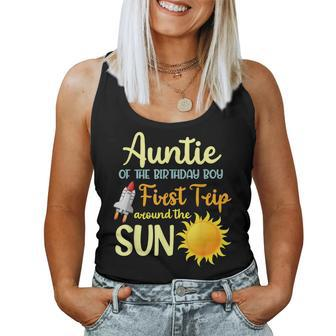 Auntie Of The 1St Birthday Boy First Trip Around The Sun Women Tank Top | Mazezy