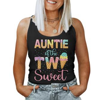 Auntie Of The Two Sweet Birthday Girl Ice Cream 2Nd Women Tank Top Basic Casual Daily Weekend Graphic - Seseable