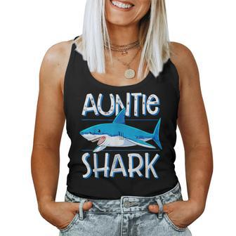 Auntie Shark T Family Matching Aunt Jawsome Women Tank Top | Mazezy